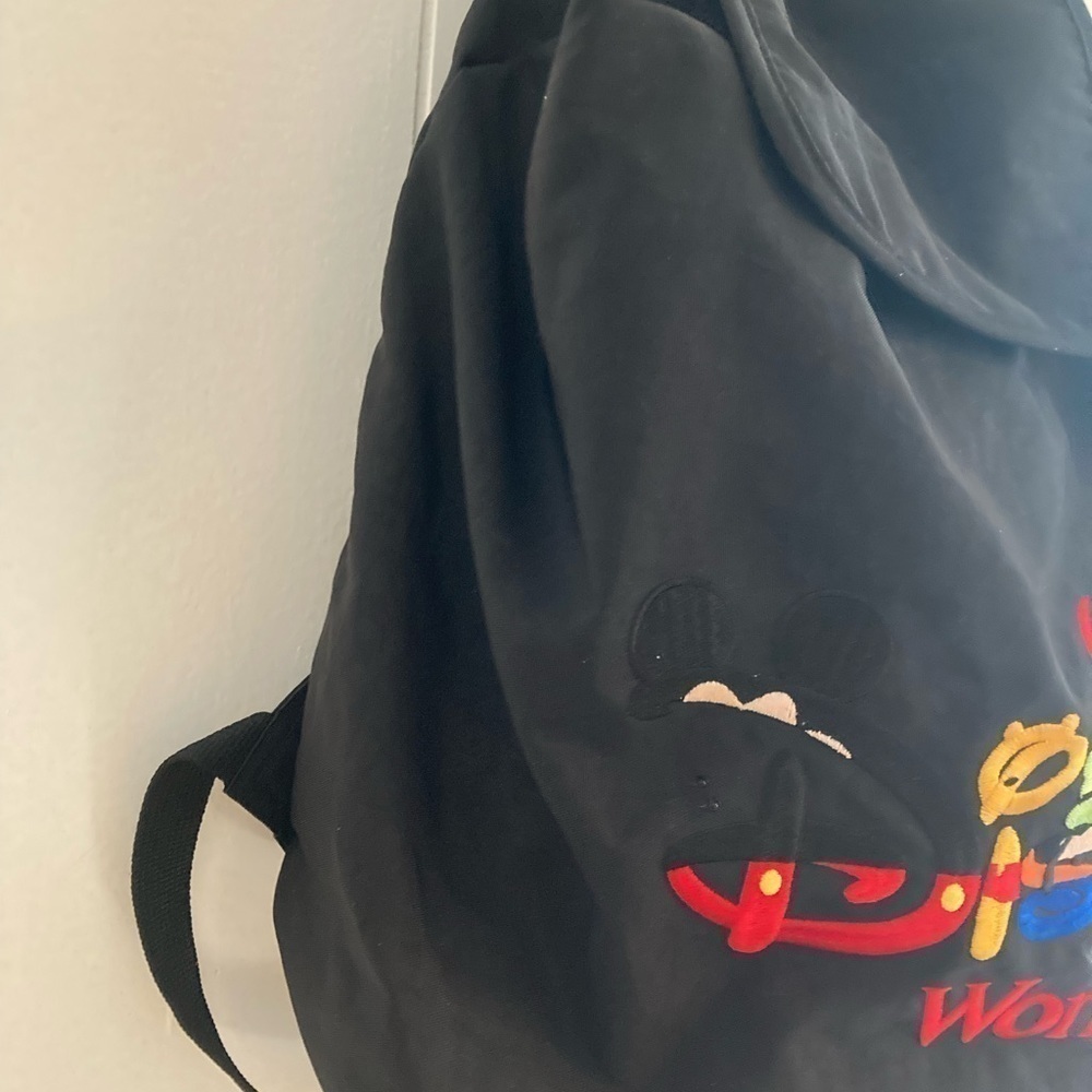 Walt Disney World Backpack Embroidered Book Bag Backpack Drawstring Tote Black - Picture 3 of 8